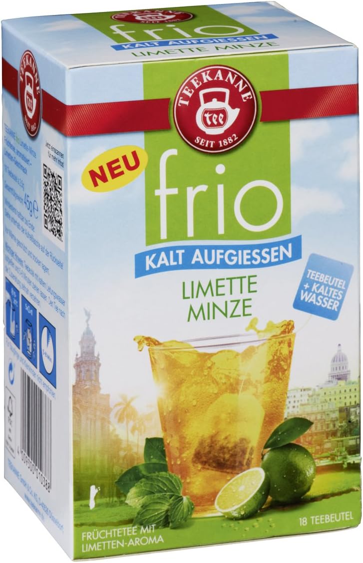 Teekanne Frio Fruit Tea with Lime-Mint Flavor 18 Bags 5er Pack (5 x 45 g)