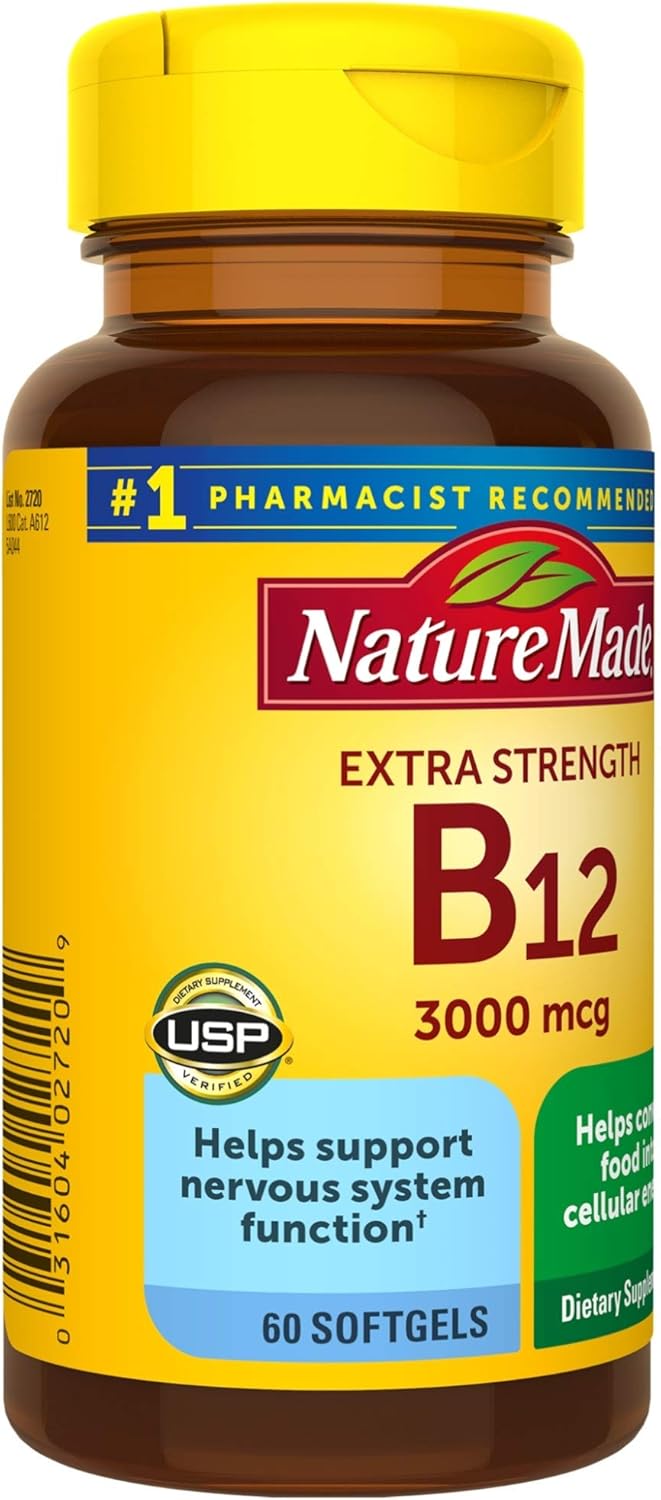 Nature Made Extra Strength Vitamin B12 3000 mcg Softgels, 60 Count