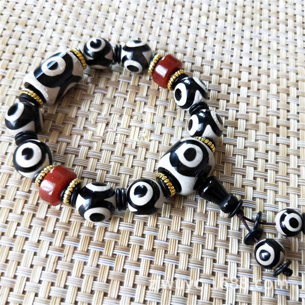 Feng Shui Bracelet For Women Men Fengshui Protective Black White Combination Tibetan Dzi Beads Bracelet Amulet Bangle Attract Good Luck Happiness Wealth: Jewelry