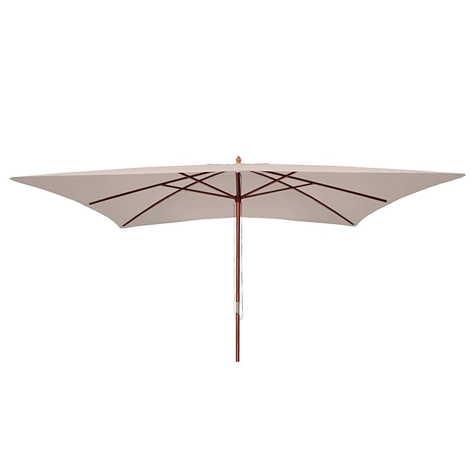Mendler Sonnenschirm Florida, Gartenschirm Marktschirm, 3x4m Polyester/Holz 6kg ~ Creme