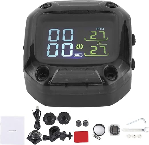 Tire Pressure Detector, Wireless Motorcycle TPMS Real Time Tire