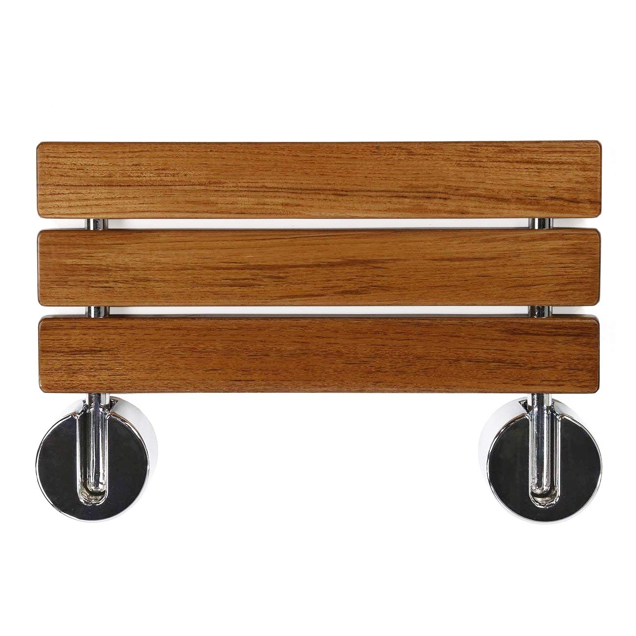 Clevr 20" Teak Wood Modern Folding Shower Seat Bench, Clear Coated for