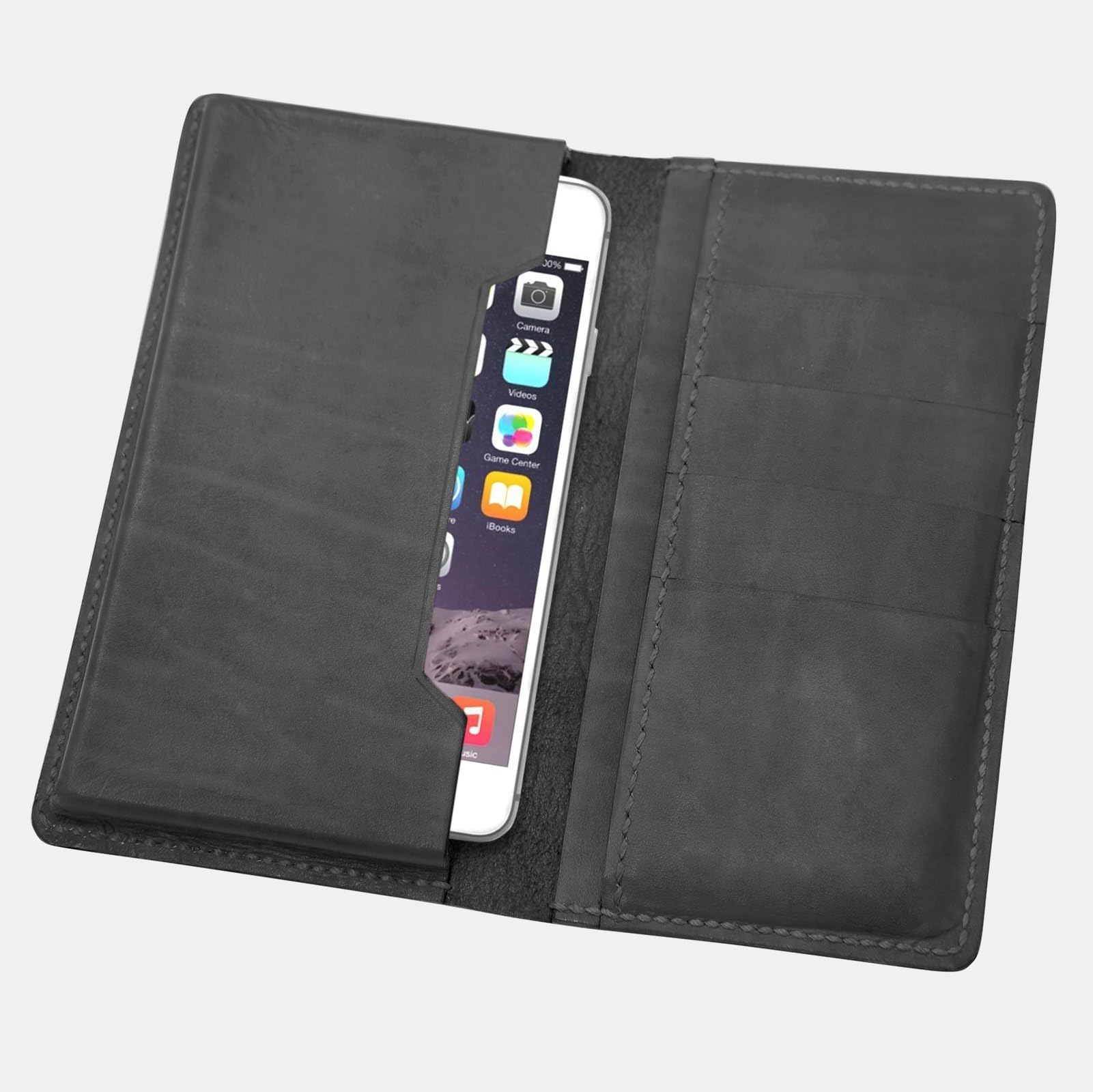 Marycrafts Leather Smartphone Cell Phone Iphone 7 Case Cover Black