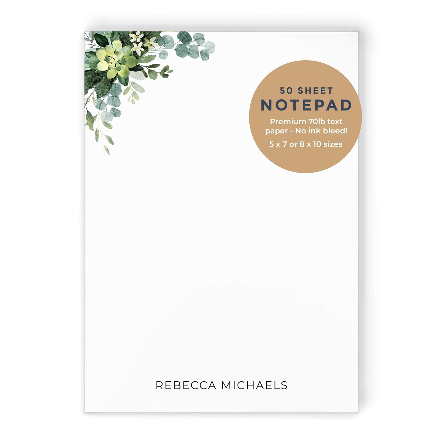 Personalized Notepad 5x7 or 8x10 Floral Stationery Custom