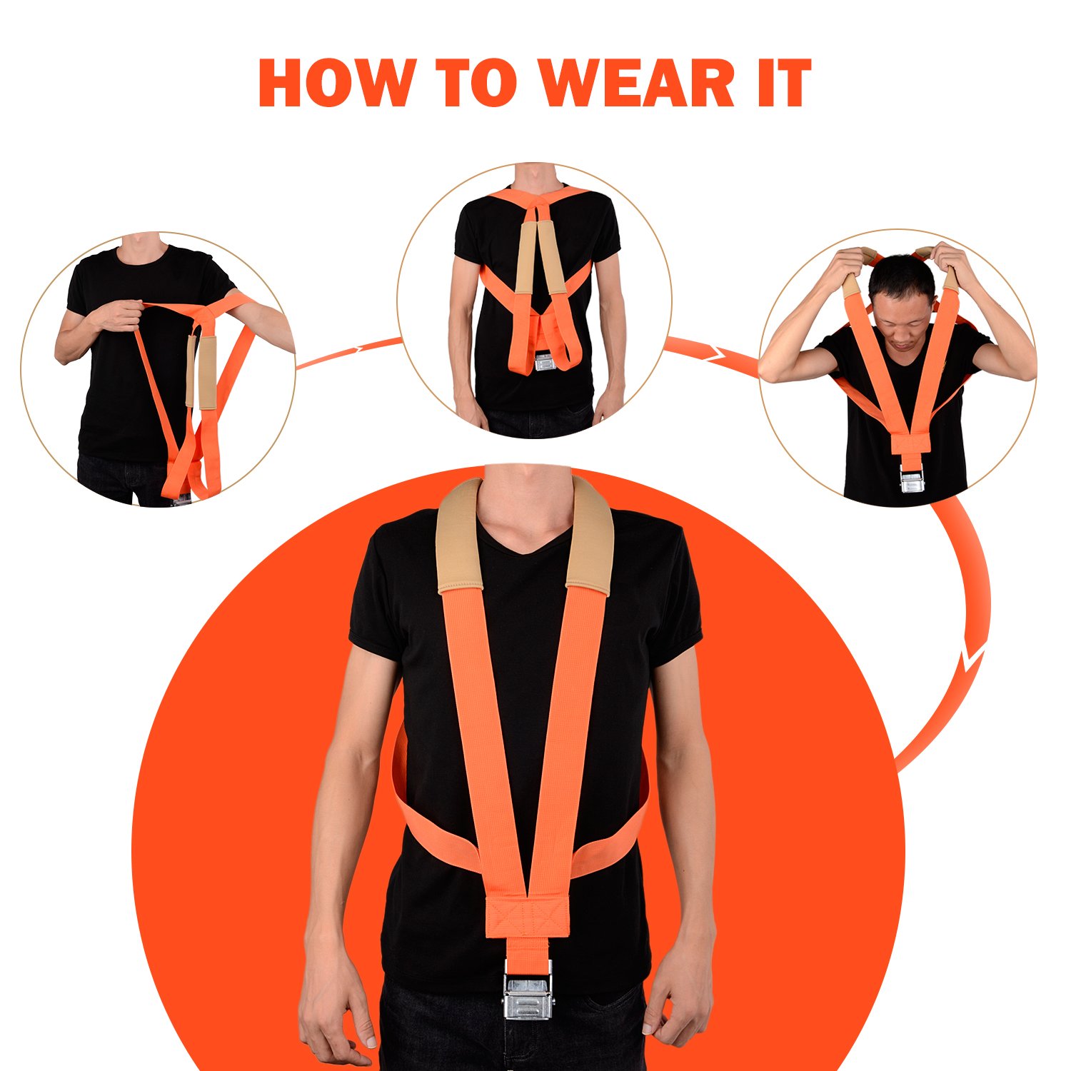 GOOACC 2 Person Moving Shoulder Harness Lifter Aid with Foam Pad 13Feet Lifting Straps Carry Bag Max Load 600 Pound 2