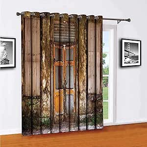 Toopeek - Cortina de puerta corredera rústica para sala de estar