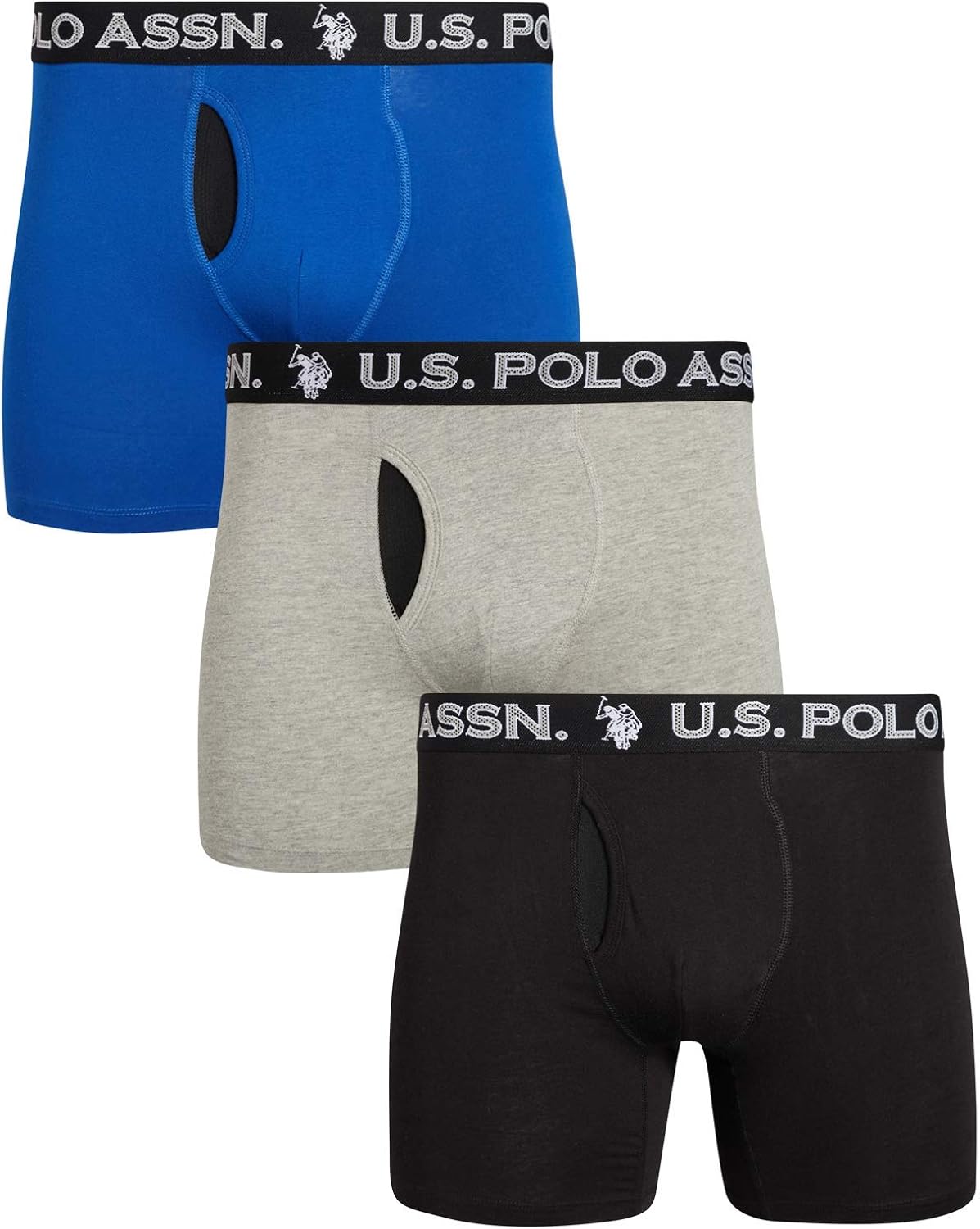 U.S. Polo Assn. Men's Cotton Boxer Briefs Underwear with Breathable Mesh Fly (3 Pack) at  Men’s Clothing store