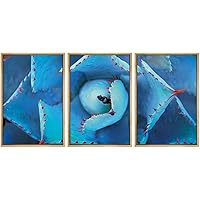 SIGNWIN Framed Canvas Wall Art A Blue Succulent with Red Needle Petals Botanical Plants Minimalism Modern Closeup Dramatic for Living Room, Bedroom, Office - 16