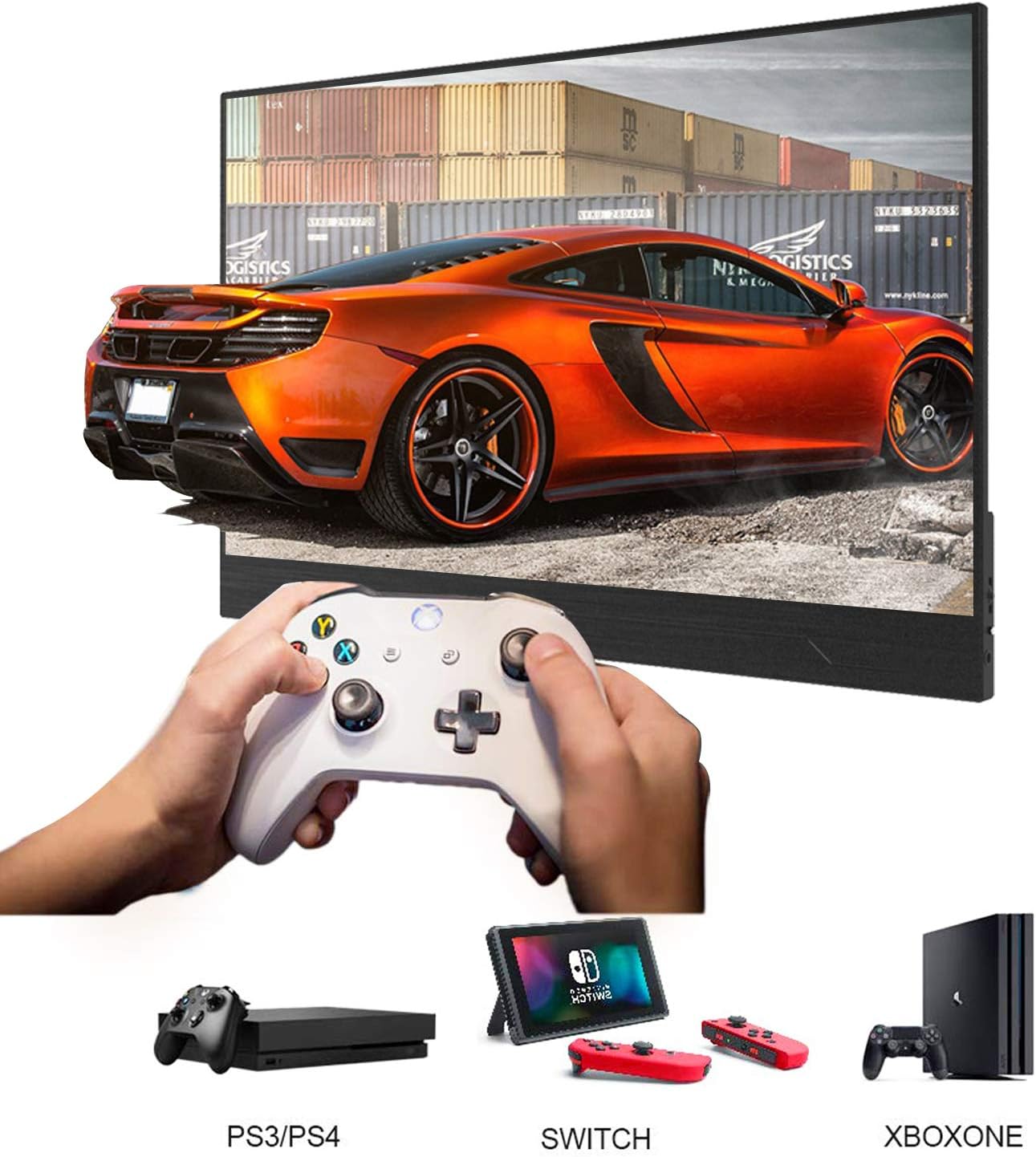 Portable Monitor Display 1920x1080 15.6-inch Super Thin IPS Gaming Monitor Screen USB-C for Laptop Computer Mac Phone HDMI Device,PS4 Xbox,Nintendo,Raspberry pi,Mac Mini,Mobile with Leather Case: Computers & Accessories