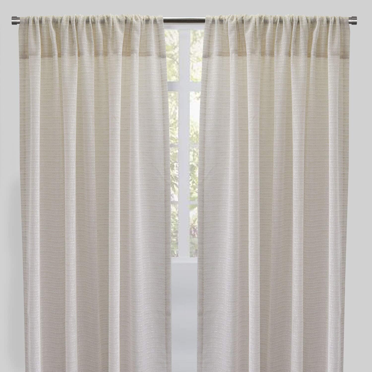 UKN Rodeo Home Solid Metallic Sheer Curtains (Set of 2) 54