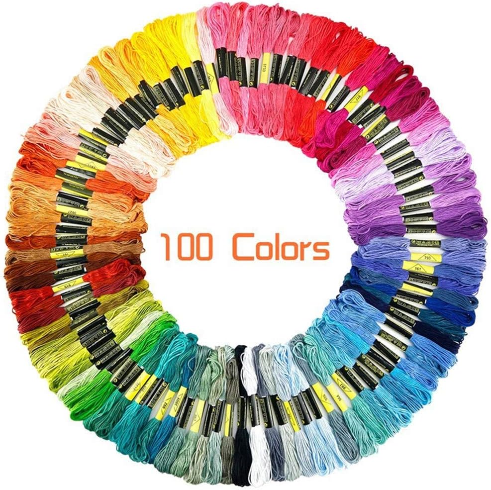 Embroidery Rainbow Color Floss Cross Stitch Threads 100 Colors 100 Skeins Friendship Bracelets Floss Crafts Floss Bracelet String Thread Crossstitch Floss Kit