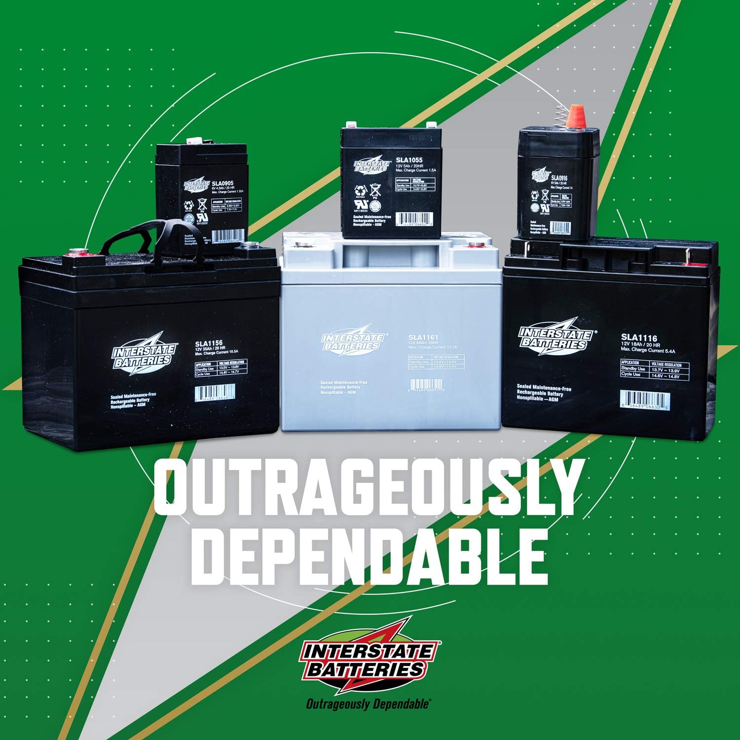Interstate Batteries 12V 5AH Sealed Lead Acid (SLA) Battery (AGM) - .187 FASTON Spade Terminals (SLA1055): Automotive