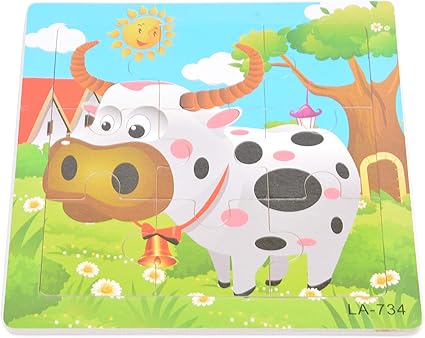 Tiny Souls Wooden Puzzle Cow, Bell