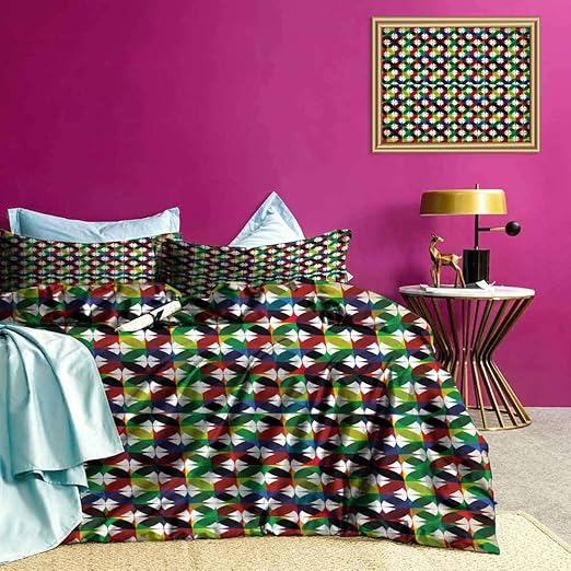 Cubrecamas Colcha Retro Arco Iris Flores Transpirable Juego de Funda de