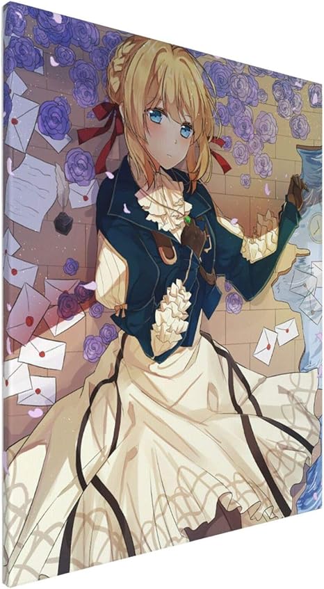 Amazon ヴァイオレット エヴァーガーデン アニメポスター アートポスター アートパネル キャンバス絵画 壁掛け 壁キャンバス 木枠付きの完成品 インテリアに アート モダン おしゃれ 部屋飾り ファブリック 40x50cm ウォールステッカー オンライン通販
