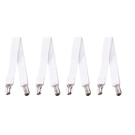 Anladia 4er / Set Verstellbare Bettlakenspanner Betttuchspanner Spannbettlakenhalter Schwarz 54-120cm (WEIß 4er)