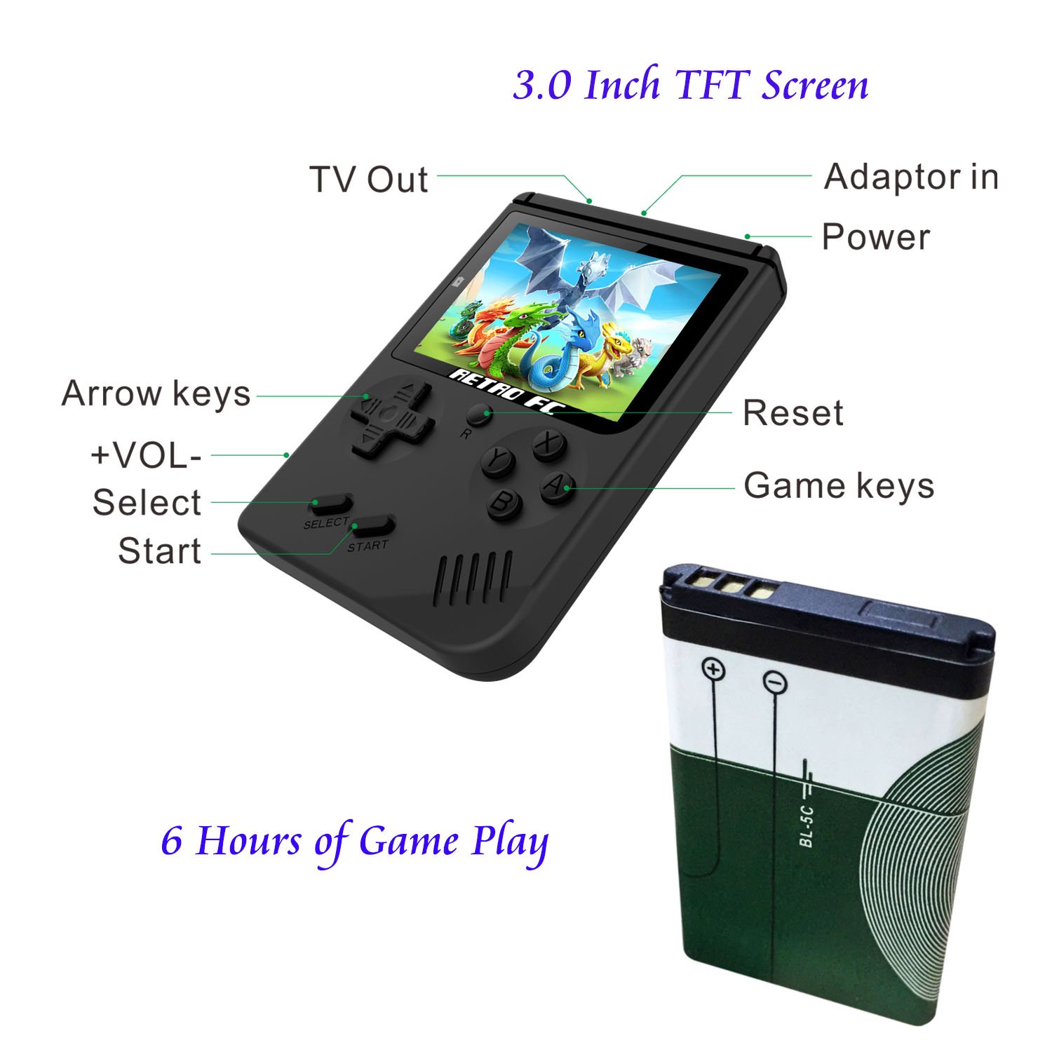 Giochi e giocattoli Console portatili Nero Console di 