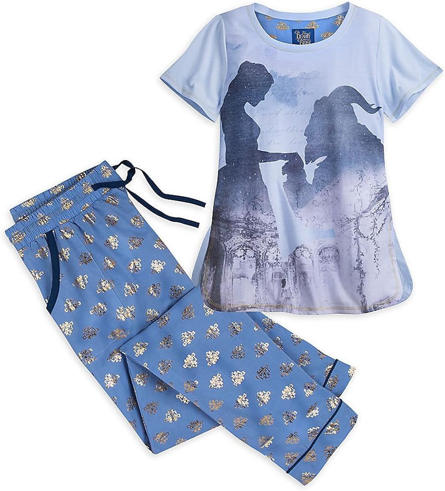 Disney Beauty and The Beast Pajama Set for Women Live Action Blue