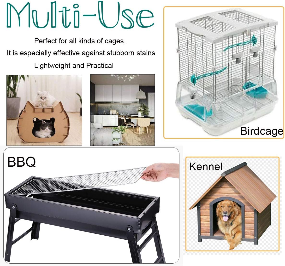 Bonaweite Bird Cage Cleaning Brush, Multi-Function Stainless Steel Triangle Birdcage Cleaner, Pet Supply Kennel Cage Accessory for Parrot Birds Dogs Cats : Pet Supplies