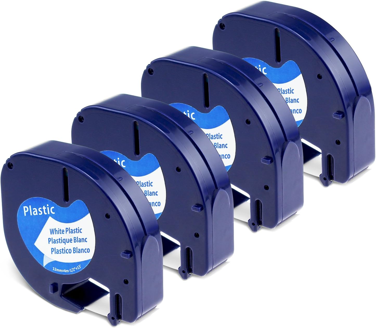 Label KINGDOM Compatible Labels Replacement for DYMO LetraTag Refills 91331 White Plastic Label Tape 12mm x 4m (1/2" x 13') for Dymo Letra Tag Label Maker LT100H LT100T QX50, Black on White, 5-Pack: Office Products