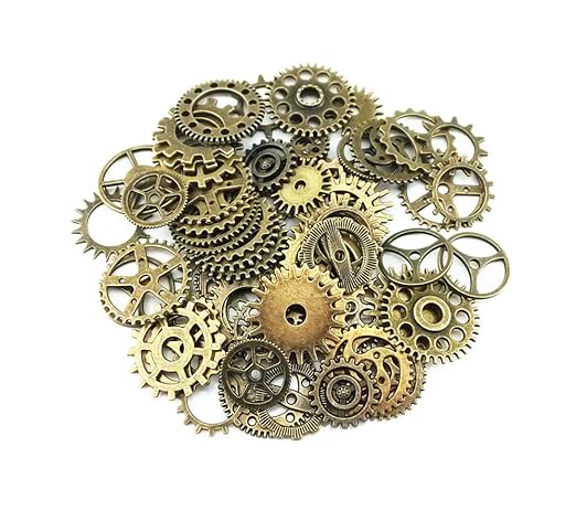 Steampunk Costumes, Outfits for Women  Assorted Antique Steampunk Gears Charms Pendant Clock Watch Wheel Gear for Crafting Jewelry Making Accessory (Bronze) $6.97 AT vintagedancer.com