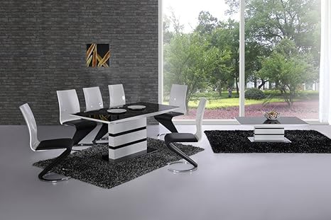 Furniture Mill Outlet Arctic In Vetro Nero E Bianco Laccato