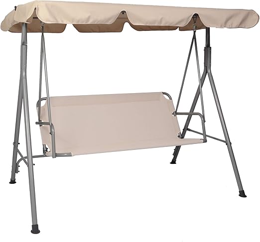 Amazon.com: Vilobos - Columpio para 3 personas con soporte y toldo impermeable para todo tipo de clima, color beige: Home \u0026 Kitchen