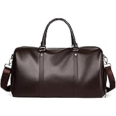 Leather Travel Duffle Bag for Men, Woven Carry On Weekender Overnight Bags for Business Sports Gym