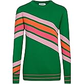 OXKNIT Women's Knit Long Sleeve T-Shirts, 1960s Retro Personalised Stripes Crewneck Casual Knitted Tops