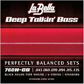 La Bella 760N Black Nylon Tapewound Bass Strings - Standard 6-String