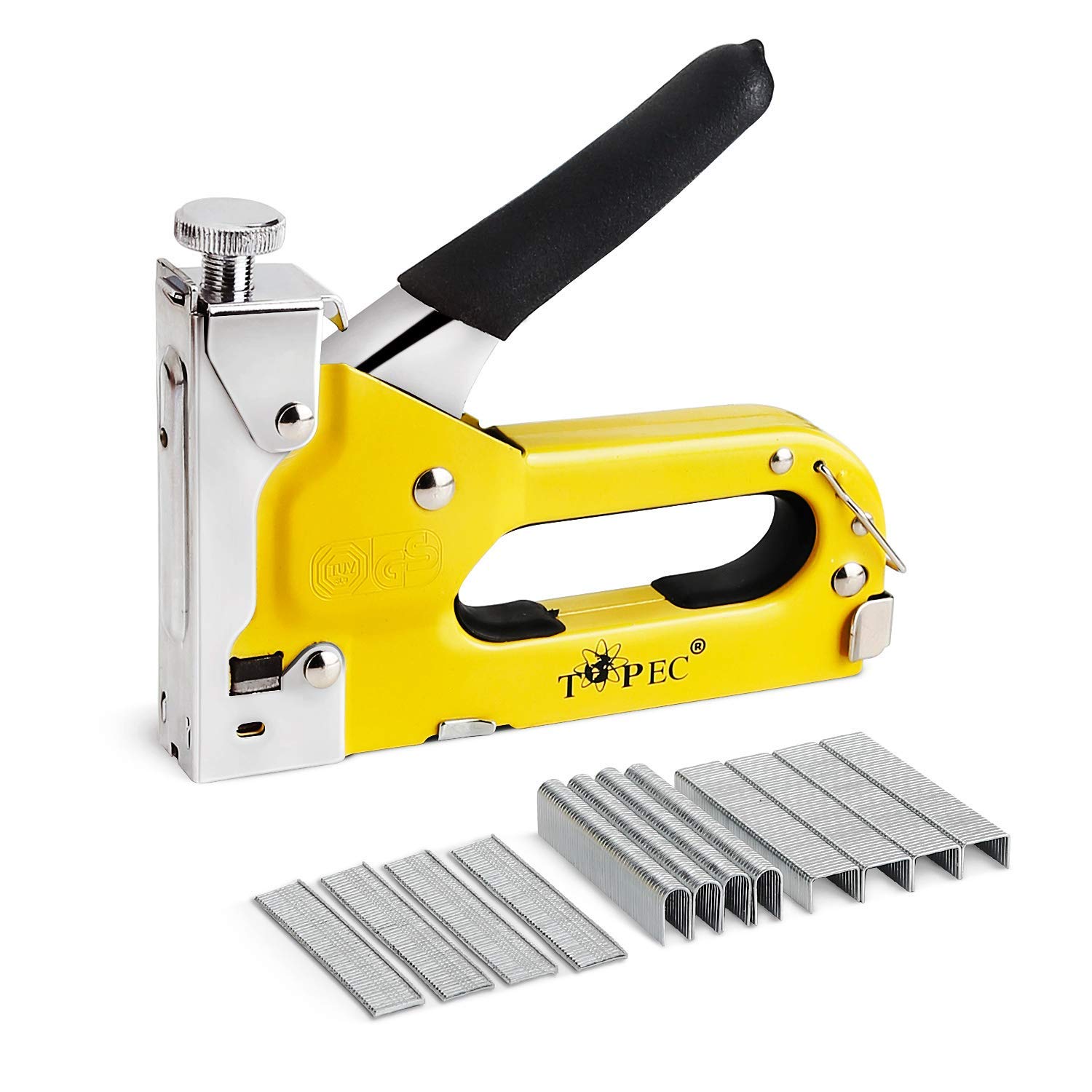 View 1 of ***MISSING STAPLES*** Topec Upholstery Staple Gun Heavy Duty, 3-in-1 Stapler Gun with 600 Staples, Manual Brad Nailer Power Adjustment Wood Stapler for Crafts, Wall, Upholstering, Furniture, DIY