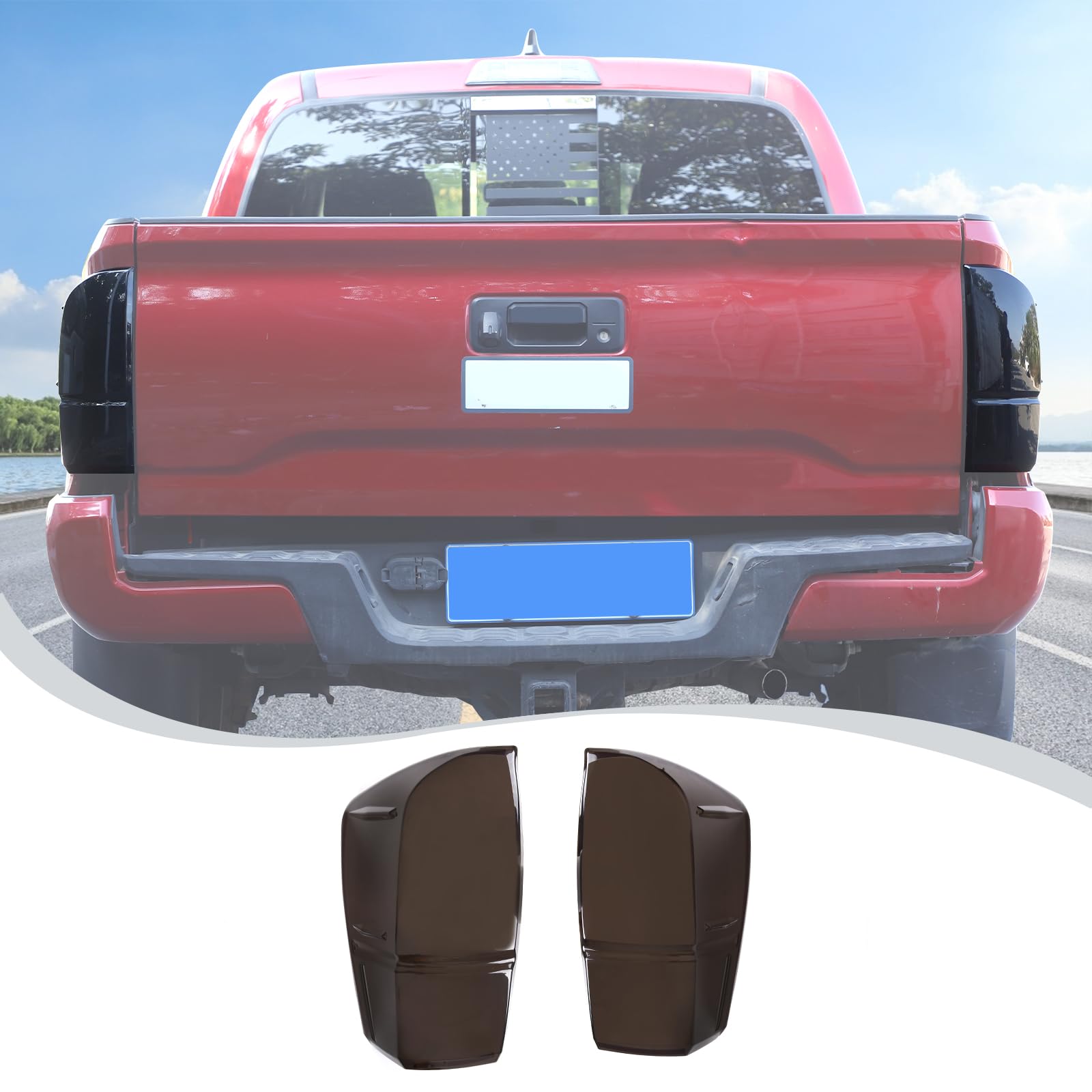 Photo 1 of LLKUANG Rear Tail Light Cover Tail Lamp Shell Shade Guard Trim Frame Compatible with Toyota Tacoma 2016-2022,ABS Car Taillight Protective Shell Bezels Smoke Black Taillight Shell Accessories