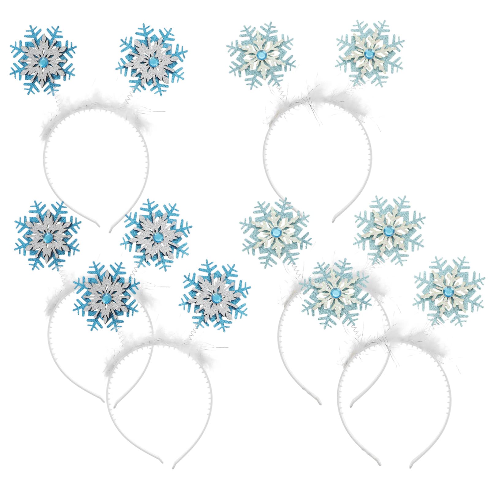 FRCOLOR 6Pcs Christmas Feather Snowflake Headbands Merry Christmas Hairbands Snowflake Head Boppers Headdress Costume Props for Women Girls