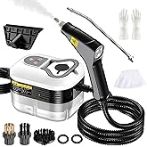 15s Fast Heating Steam Cleaner 6 Adjustable Levels,1.2L Large Capacity,2500W High Pressure Steam Cleaner with 5 Brush Heads,Gloves,Handheld Steamer for Home Tile Floor Couch Cleaning