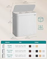 SONGMICS Bamboo Laundry Hamper with Lid 150 L Removable Liner Handles view 5