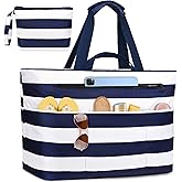 ZENTREON Extra Large Beach Bags for Women, Waterproof Beach Tote Bag with Zipper and Wet Pocket, Foldable Swim Pool Bag