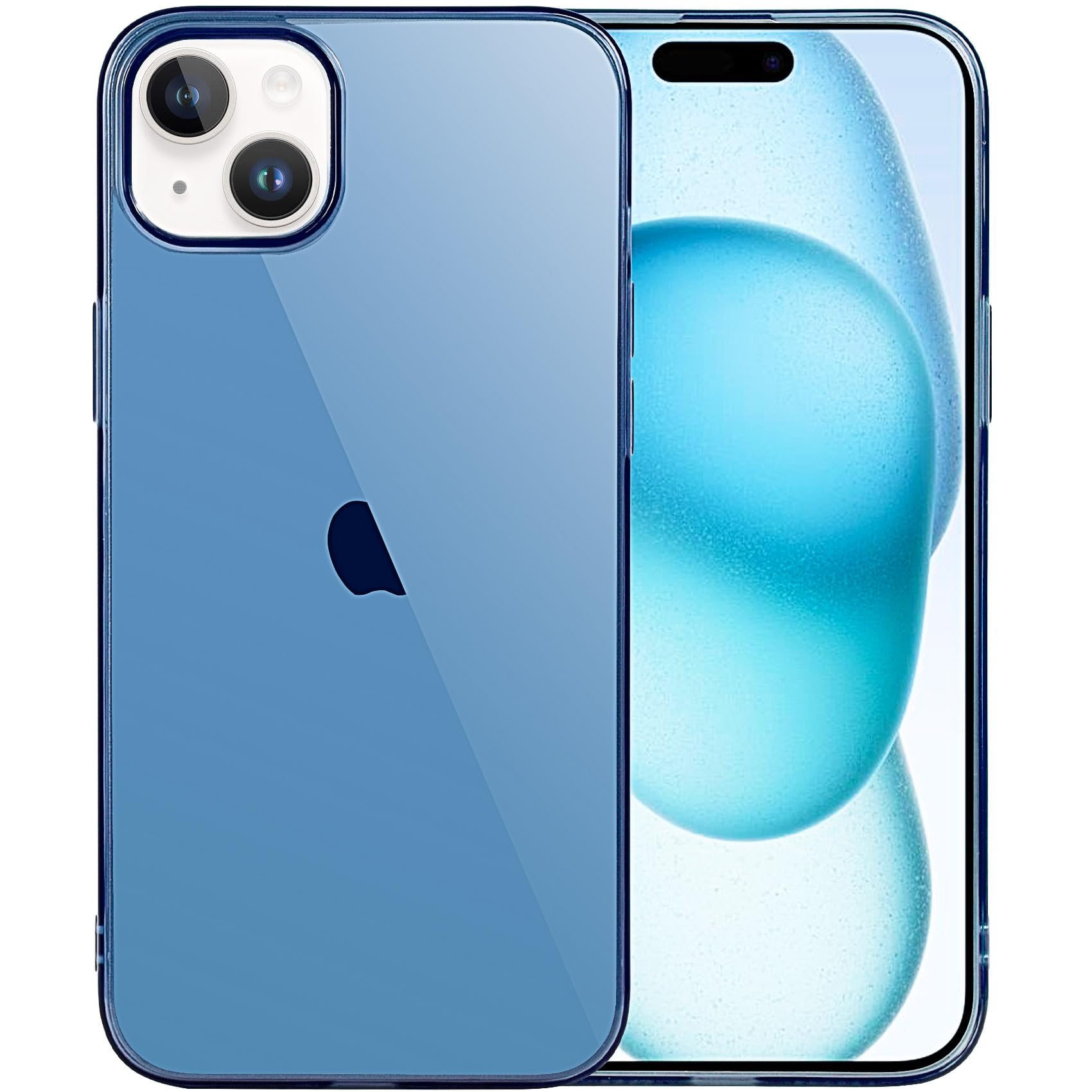 JJGoo Compatible with iPhone 15 Case Clear, Soft Clear TPU Phone Cases, Shockproof Transparent Bumper Cover Slim Thin Phone Case, Translucent Navy Blue