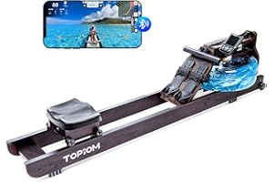 TOPIOM Water Rowing Machine for Home Use, Foldable Rower Machine with Dedicated Monitor & Bluetooth App, Upgraded Handle, Adjustable Footpad, Tablet Holder Water Rowing Machine