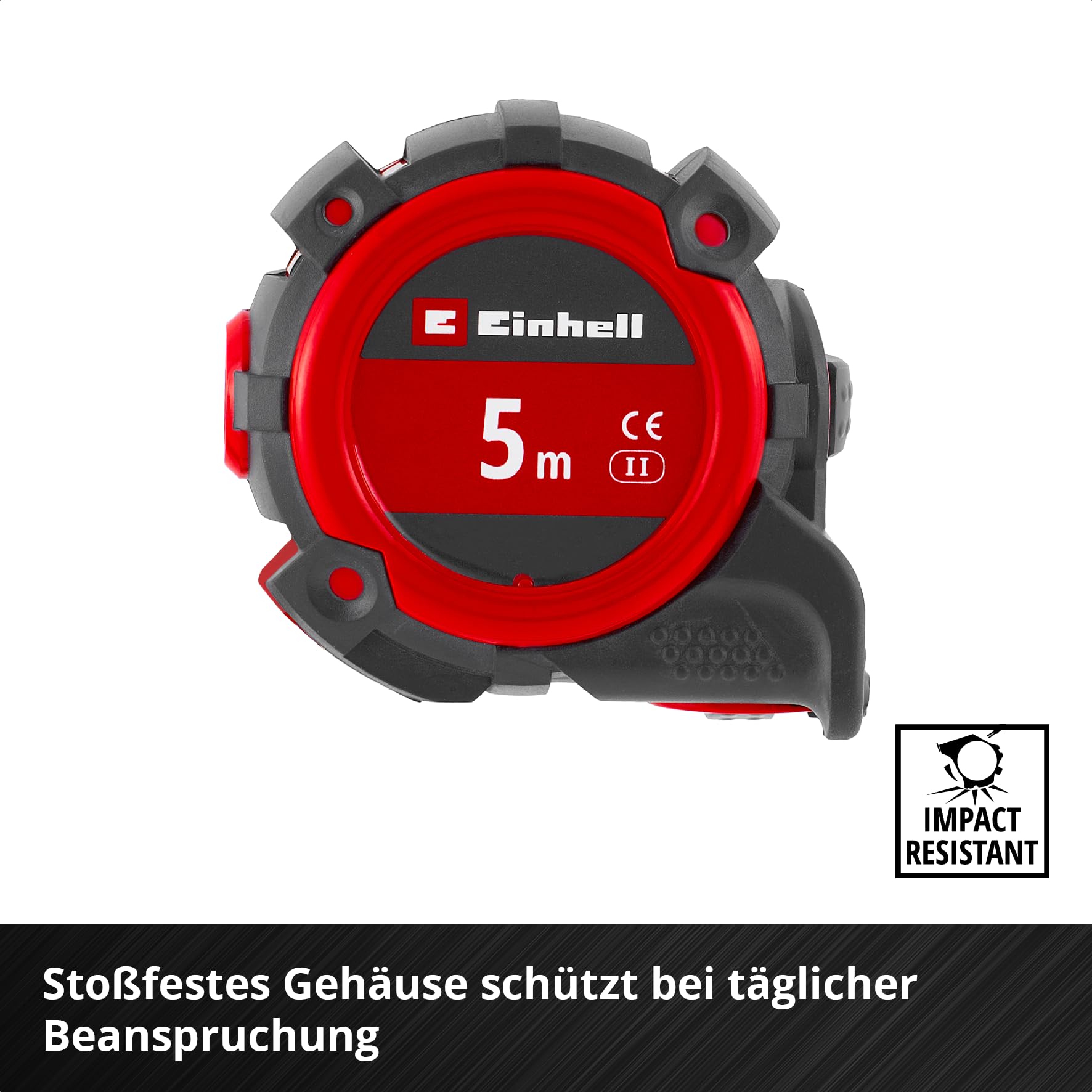 Original Einhell Bandmaß 5 m (Autolock, Nylonbeschichtung, Magnet-Endhaken, doppelseitige Skalierung, stoßfestes Gehäuse, vielseitiger Einsatz) 6