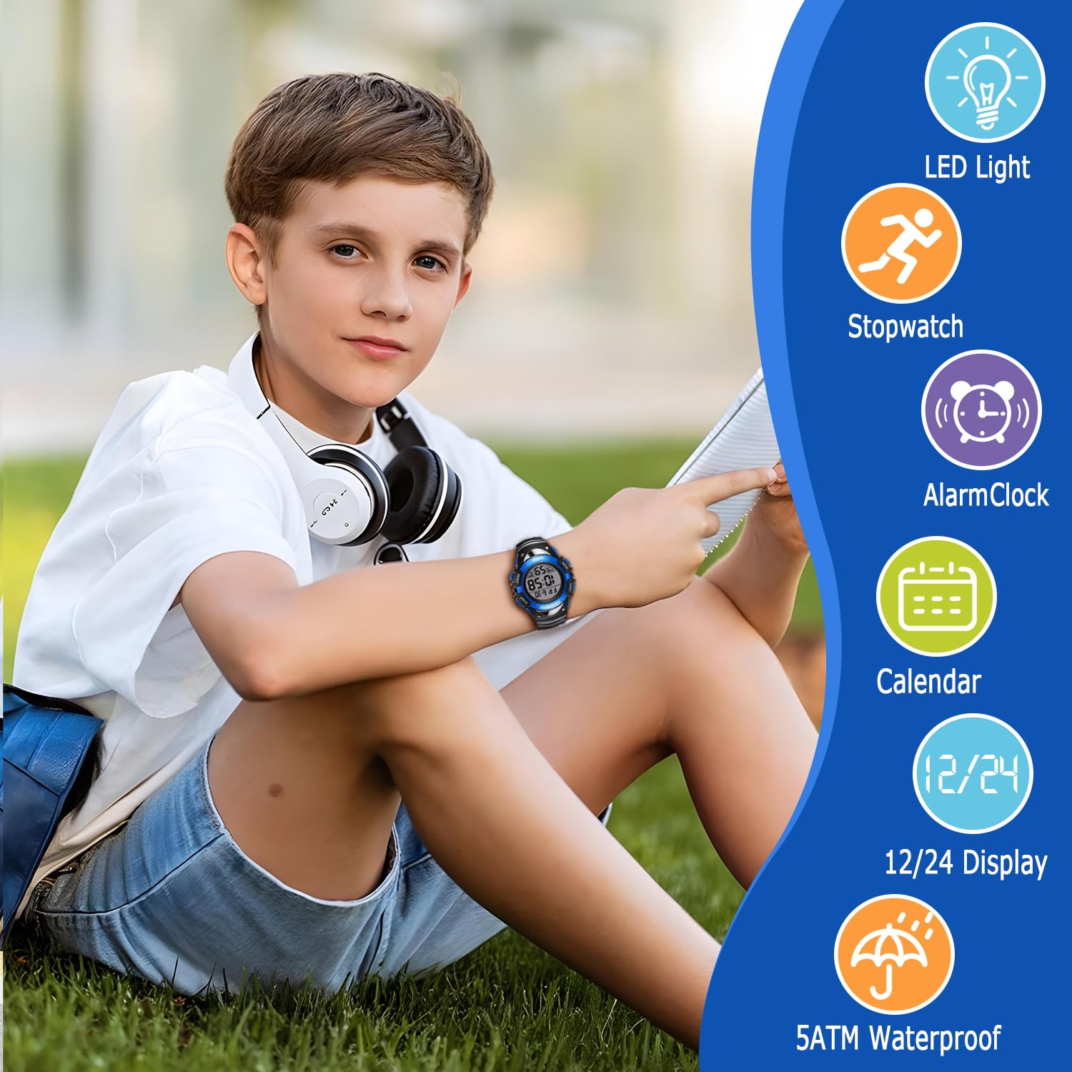 VTAIGE Kids Watch for 3-12 Year Old Boys Girls, Digital Watch for Kids Sport Outdoor Multifunctional Waterproof Watches with Alarm/LED Light/Stopwatch/Calendar Boys Wristwatch for Student, Kids Gift