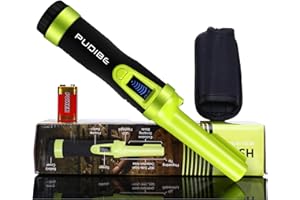 PUDIBE LCD Display Fully Waterproof Pinpoint Metal Detector Pinpointer - 360°Search Treasure Pinpointing Finder Probe for Adults and Kids HS10 Green with Belt Holster