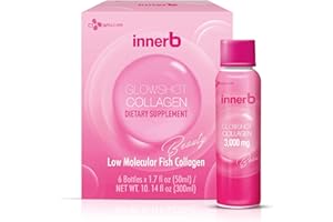CJwellcare Innerb Glowshot Collagen (10.1fl oz, 6 Servings) - Low-Molecular-Weight Fish Collagen Shots for Elasticity, Hydration, Improved Skin, Hair & Nails. Liquid Marine Collagen 3,000mg.