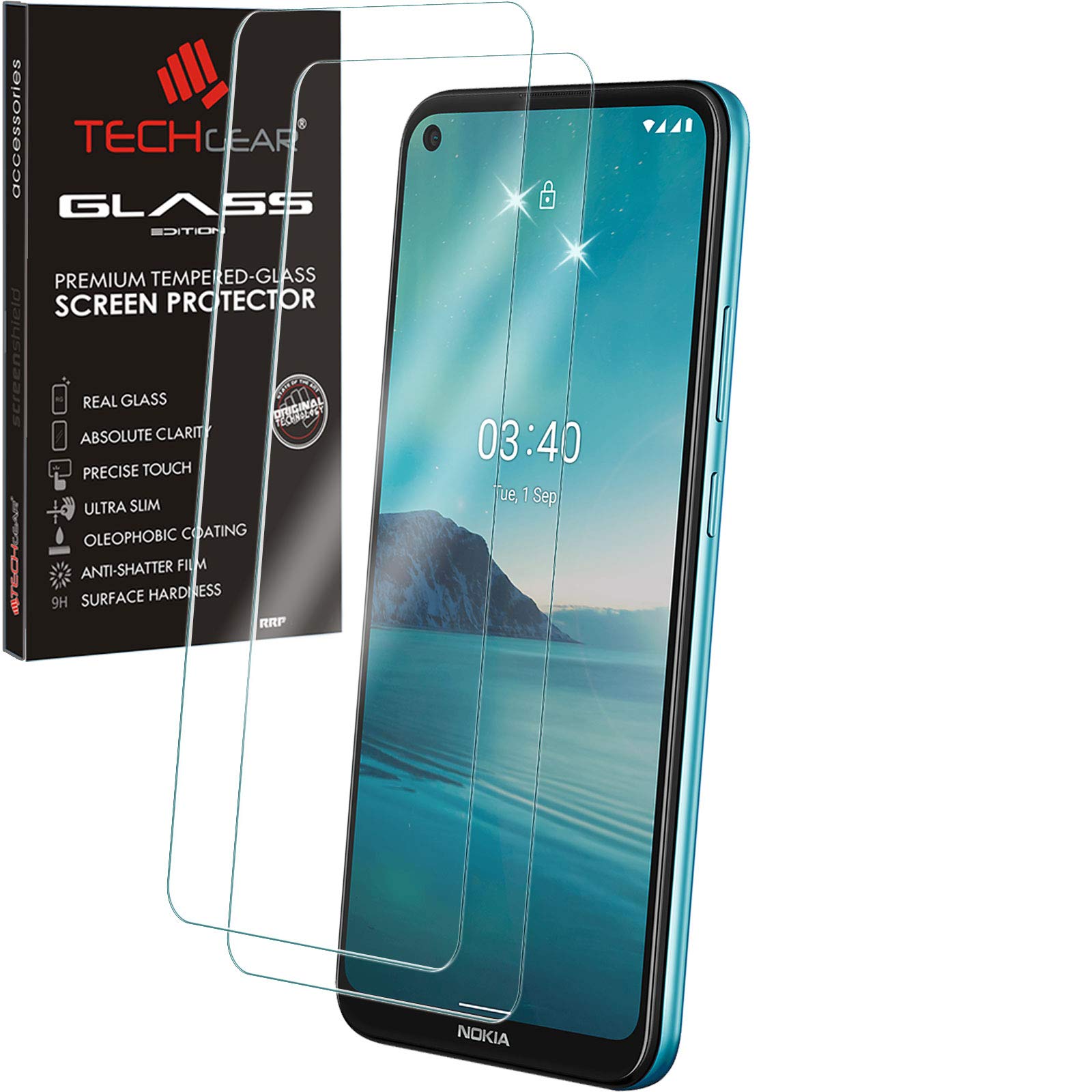 TECHGEAR 2 Pack GLASS Edition Compatible with Nokia 3.4, Tempered Glass Screen Protector Covers [2.5D Round Edge] [9H Hardness] [Crystal Clarity] [Scratch-Resistant] [No-Bubble]