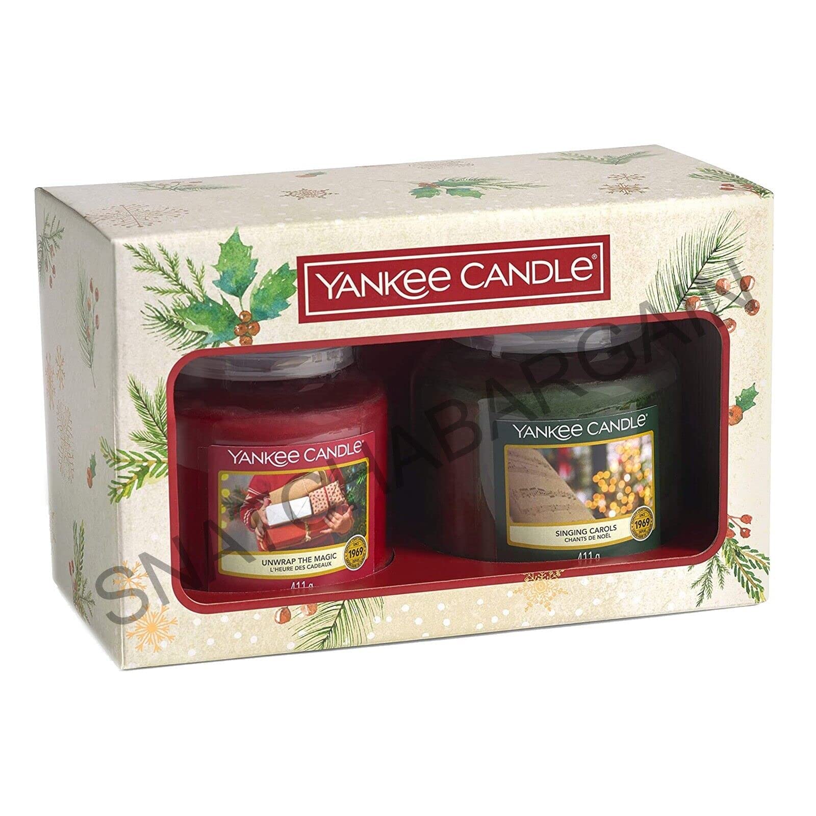 Yankee Candle Gift Set | 2 Medium Jar Christmas Scented Candles | Singing Carols and Unwrap The Magic Fragrances | Magical Christmas Morning Collection (1668503)