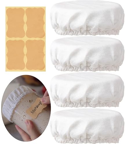 5-Pack Linen Jar Covers – Unbleached Cotton Fermentation Lids With Rope & Rubber Bands - View #8
