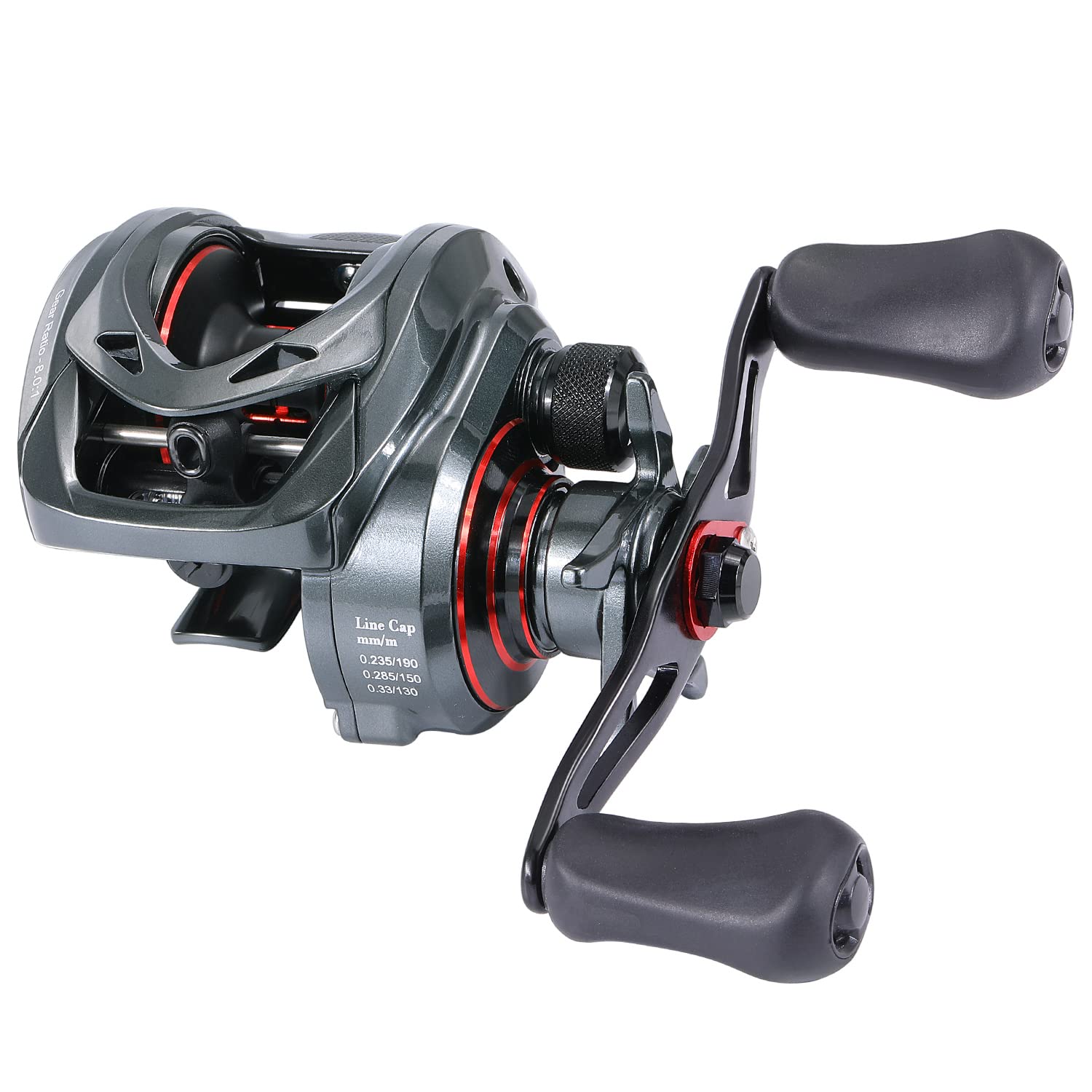Sougayilang MAX Baitcasting Reel 8.0:1 High Speed Gear Ratio Fishing Reel 18LB Carbon Fiber Drag Baitcaster Reels with Magnetic Braking System for Saltwater Freshwater Fishing-L — image 1