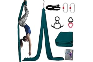 PRIOR FITNESS Aerial Silks Kit Colorful 9/15/20 Yards 40D Nylon Fabric Hammock Set With Hardware & Guide for All Levels Of Aerial Yoga Practice and Acrobatic Flying For Adults Aerial silk