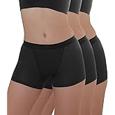 AIRCUTE Washable Super Absorbent Urinary Incontinence Underwear for Women Leak Proof Night Use Boy Shorts 3.3OZ, 3 Pack (Black, Medium)