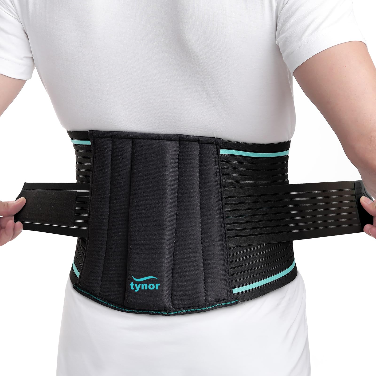 TYNOR Back Support Belt, Adjustable Lower Back Support for Men & Women Breathable Back Braces for Lower Back Pain, Lumbar Support Belt, Back Brace for Back Pain, Sciatica Back Support (M, Black)
