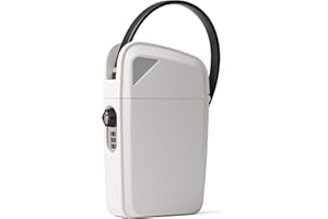 SAFEGO Portable Indoor/Outdoor Lock Box Safe with Key and Combination Access (Compact, White)